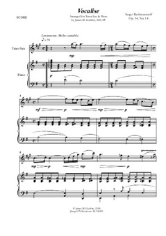 Rachmaninoff: Vocalise for Tenor Sax and Piano